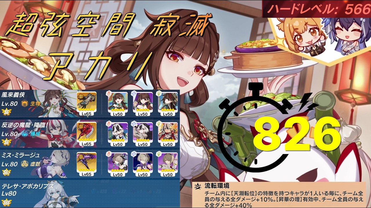 【崩壊3rd】超弦空間 寂滅 HL566 アカリ 826(827) SS(Ⅲ)素裳、コラリー、SS2(Ⅲ)リタ、SSSテレサ