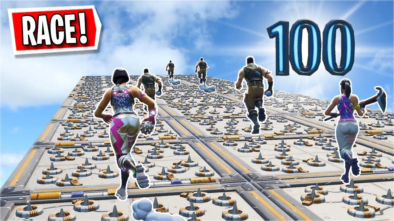I played a 100 Level Deathrun RACE againt 9 PEOPLE... (Fortnite Creative)