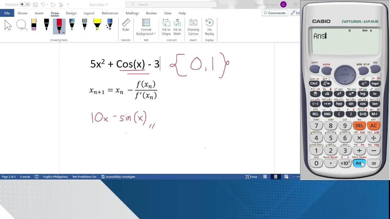 Calculator Technique (Newton Raphson Method)