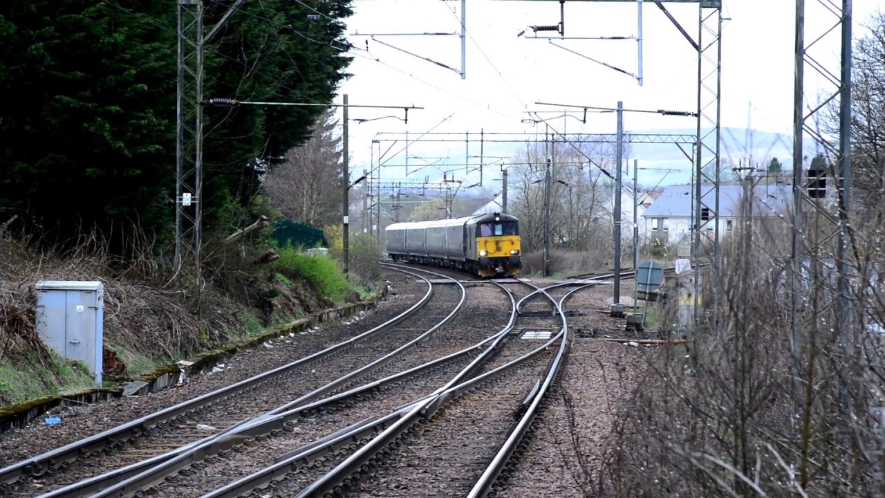 Class 73 No. 73967 with Mk5 coaches at Westerton 18/4/18