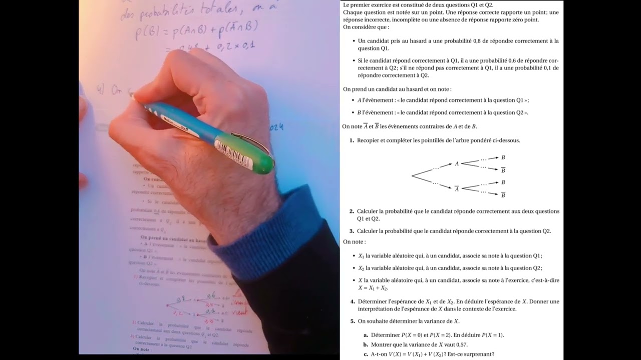 Questions types bac/DST. X=X1+X2 Variables aléatoires