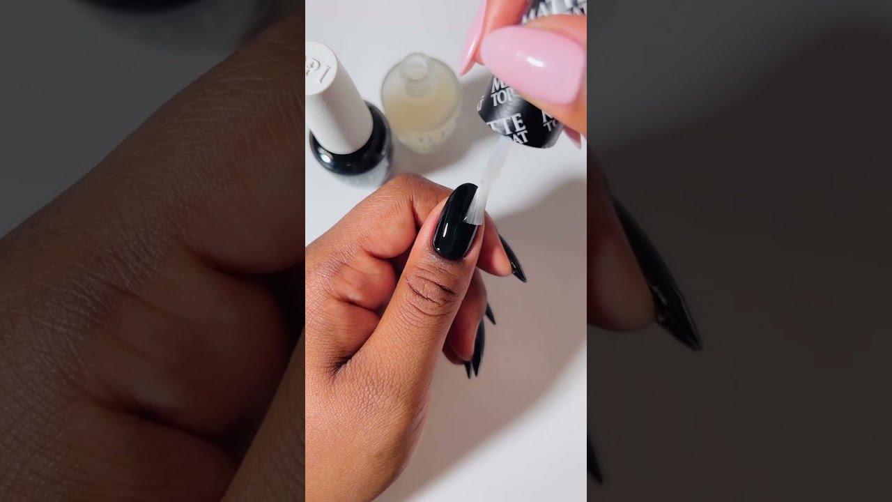 How to nail matte and glossy french tips using Onyx Skies & OPI Matte Top Coat🖤 #shorts