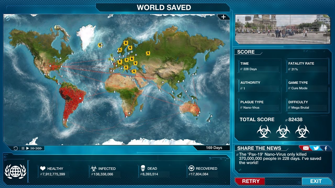 Plague Inc Evolved: Cure Mode, Nano-Virus, Mega Brutal, No Advisors (2025 World Population)