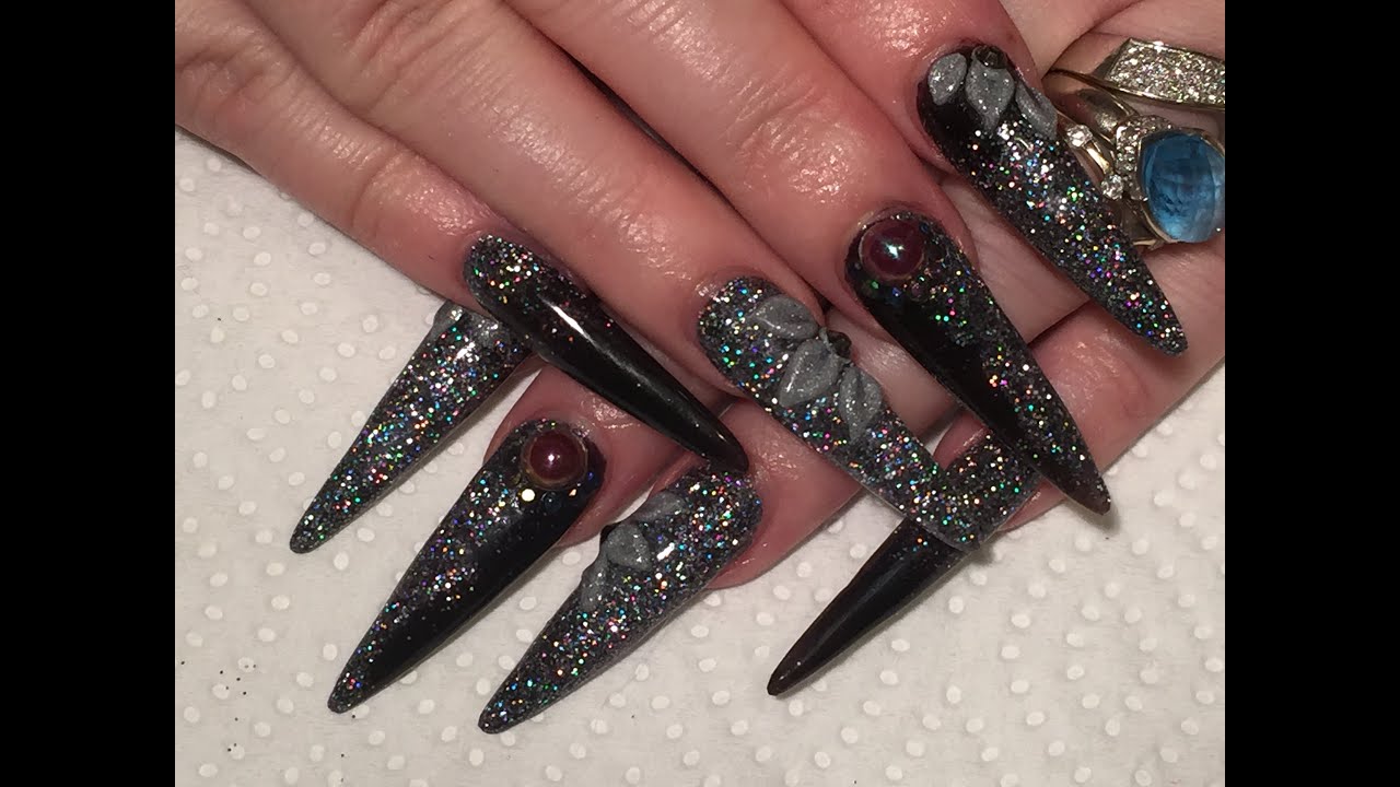 Acrylic Nails - long sculpted stiletto - how-to