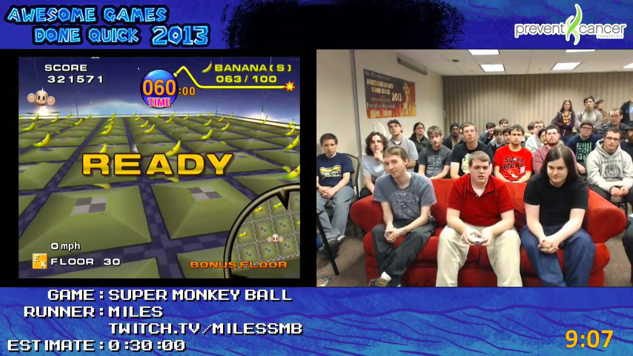 Super Monkey Ball - Speed Run in 22:35 (Expert) by Miles live for Awesome Games Done Quick 2013