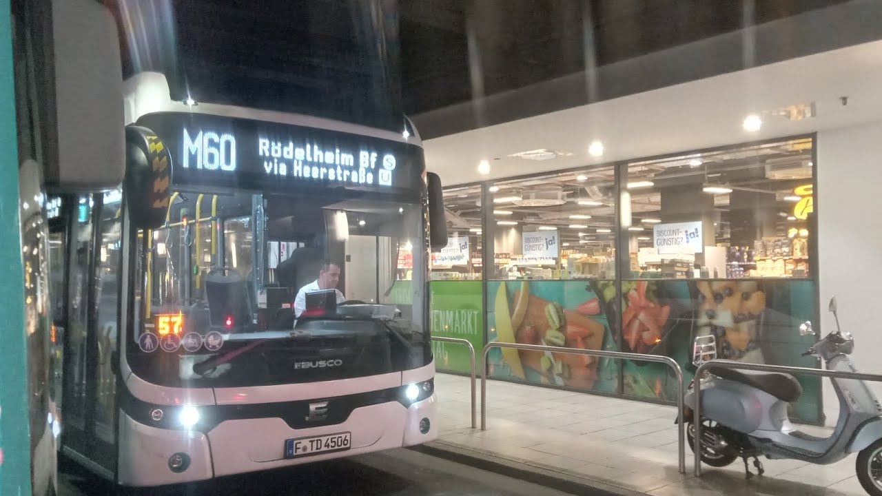Mitfahrt Metrobus Frankfurt Linie M60 von : Nordwestzentrum - Rödelheim Bahnhof [Westseite]
