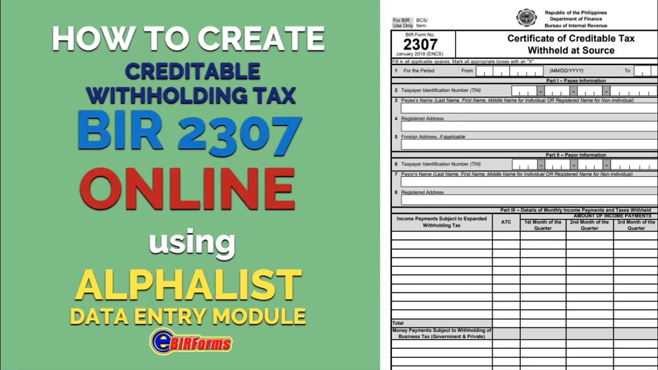 Paano gumawa ng BIR form 2307 online gamit ang Alphalist Data Entry Module ng  eBirforms?