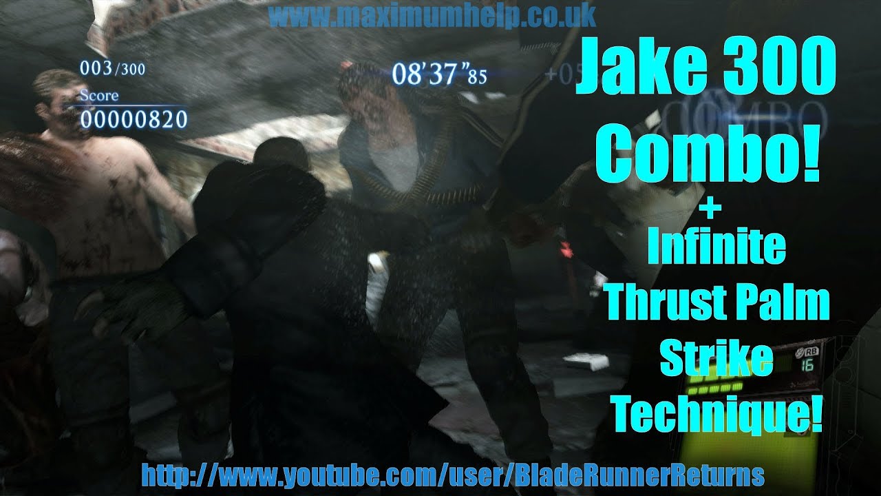 300 Combo + Jake's Infinite Thrust Palm Strike Attack No Mercy Requiem For War The Mercenaries RE6