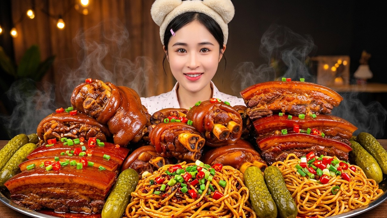 ASMR Chinese Food Mukbang: Braised Pork Elbow, Giant Pork Belly! Massive Eating Videos | 食べ | 吃播
