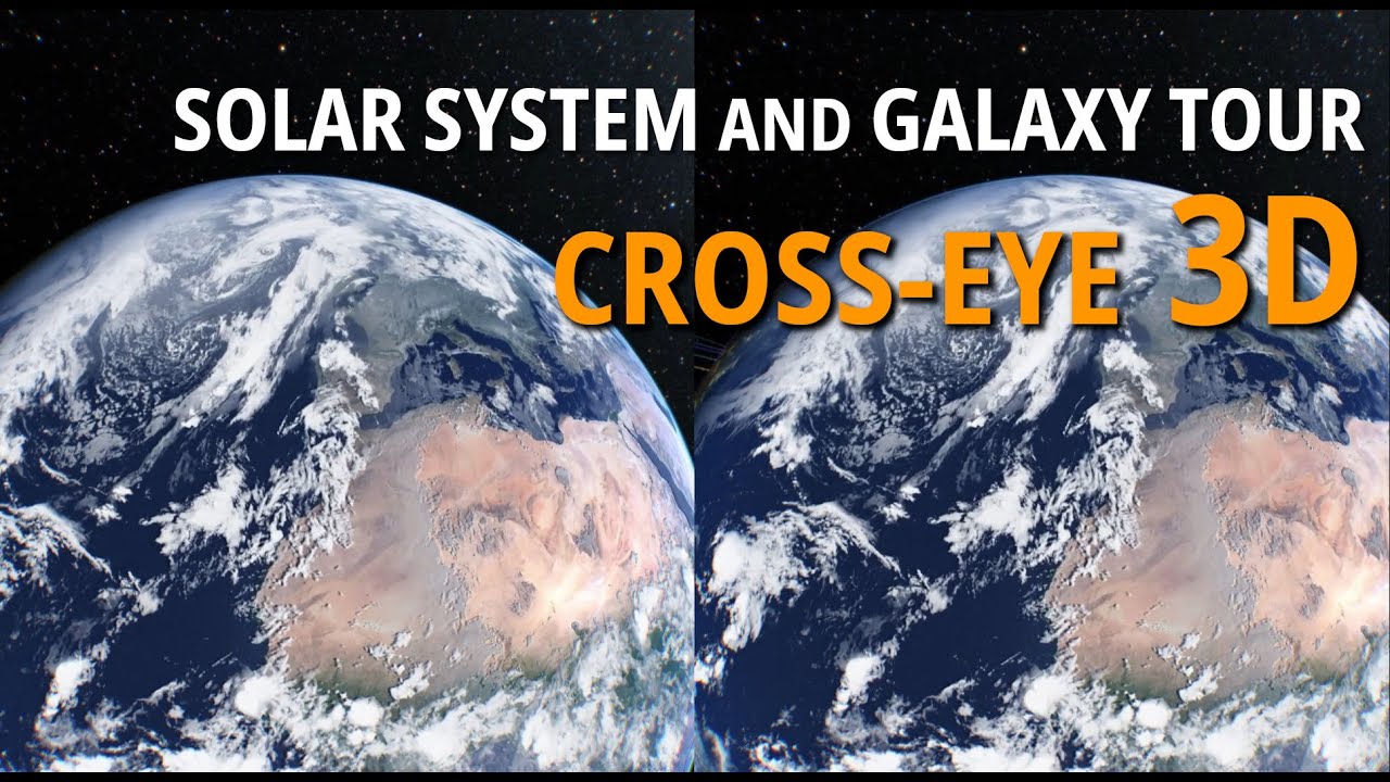 Solar System and Galaxy tour in Cross-Eye 3D