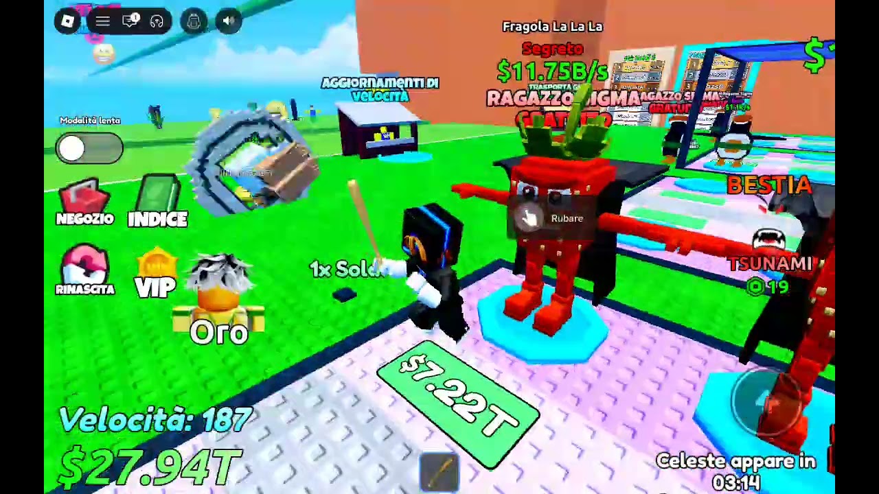 Gioco a scappa dallo tsunami per brainrot su roblox