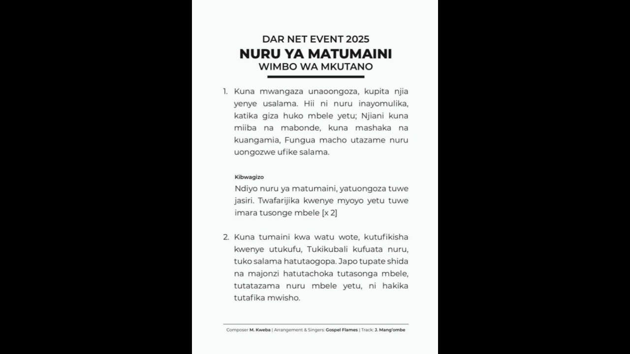 Wimbo Mkuu wa Mkutano wa Dar Net Event 2025 // Nuru ya Matumaini