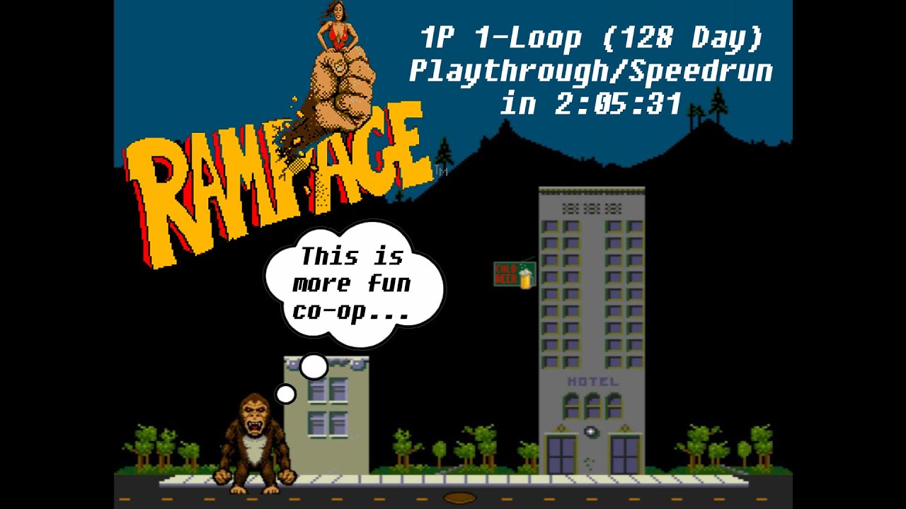 Rampage Arcade 1 Loop (128 Day) Playthrough Speedrun
