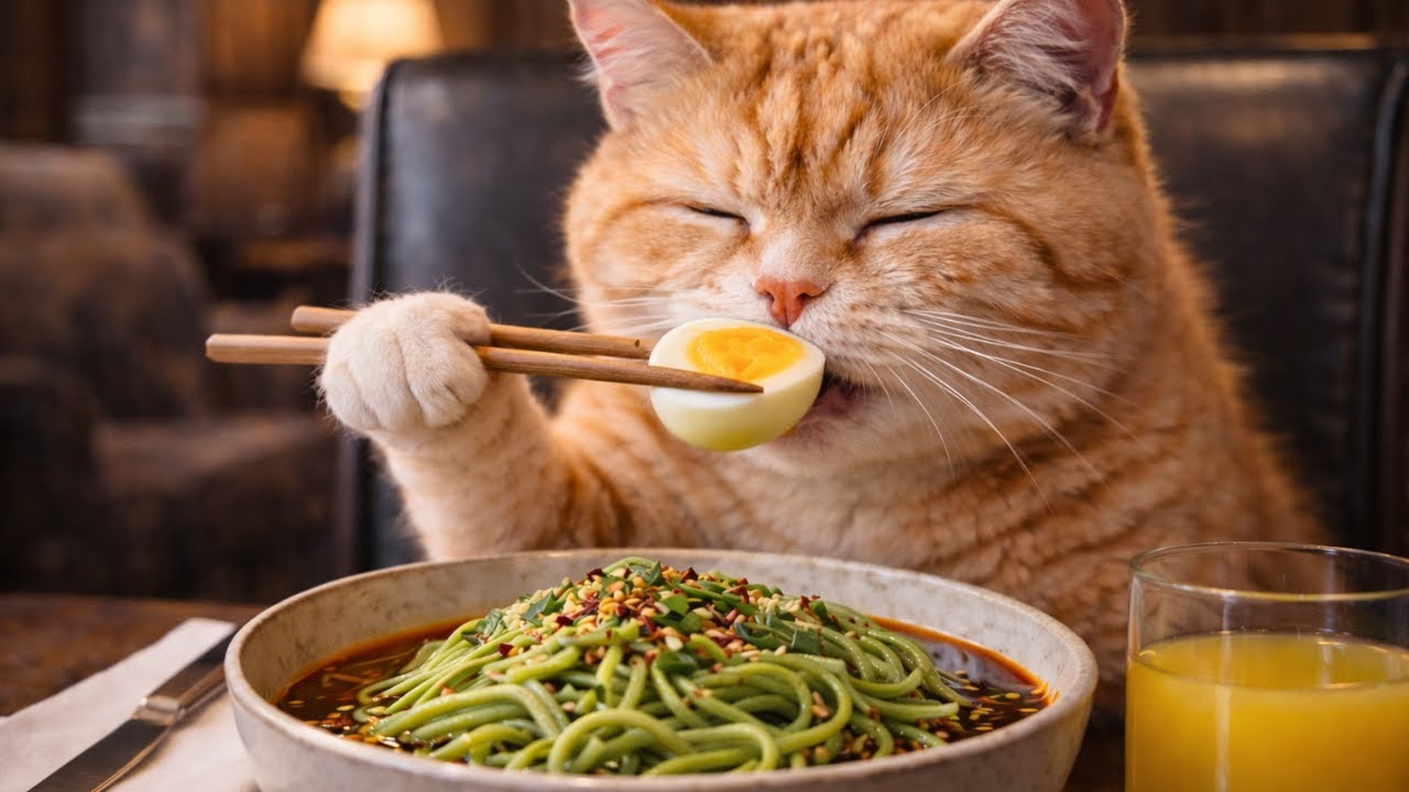 Green Noodles Cat