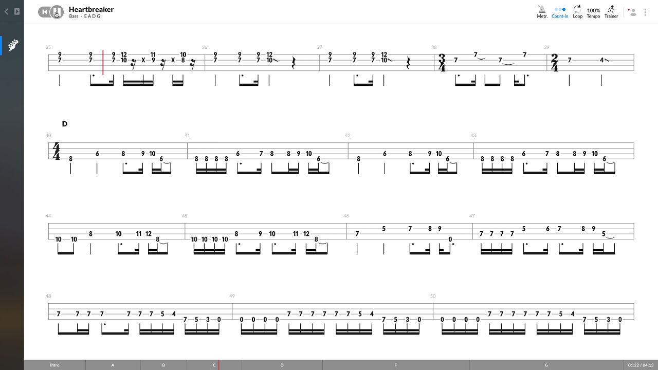 Led Zeppelin - Heartbreaker (BASS TAB PLAY ALONG)