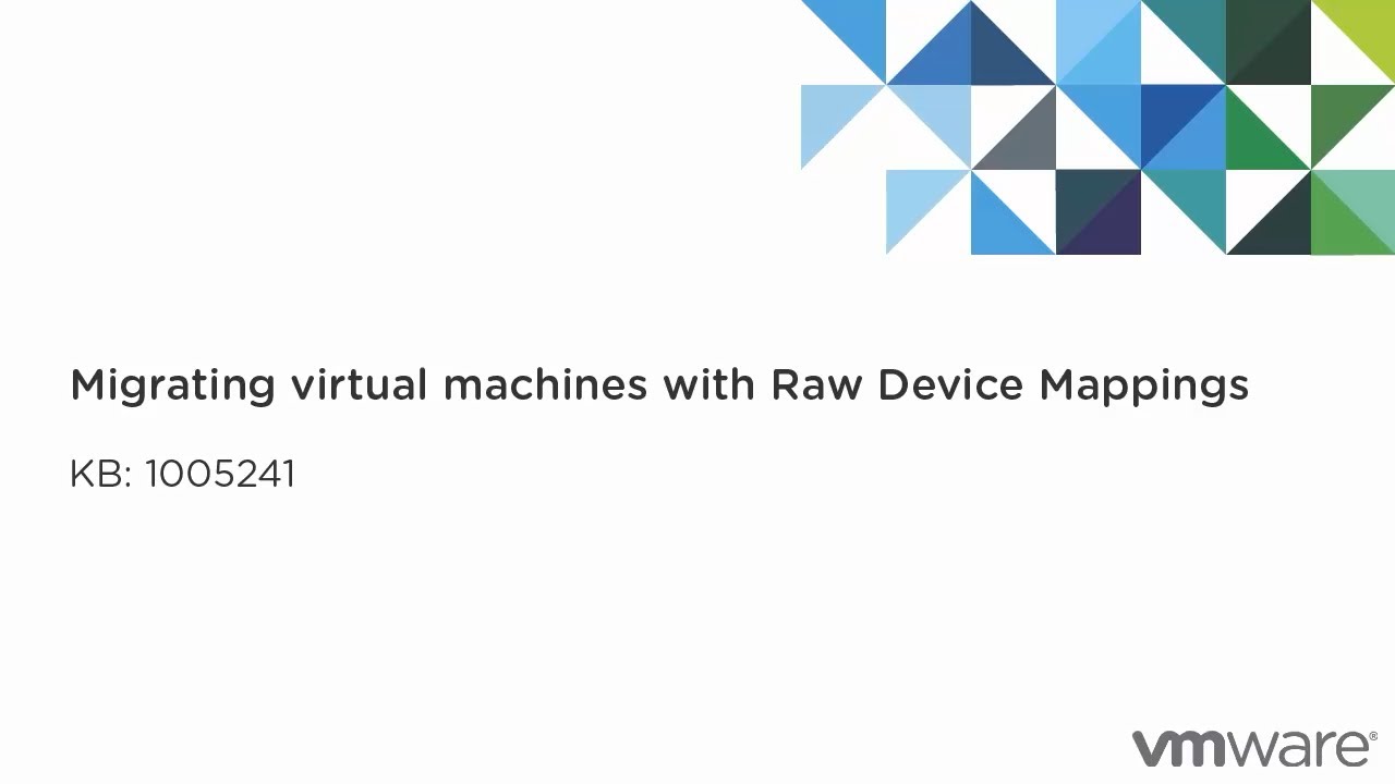 Миграция виртуальных машин с помощью Raw Device Mappings KB1005141