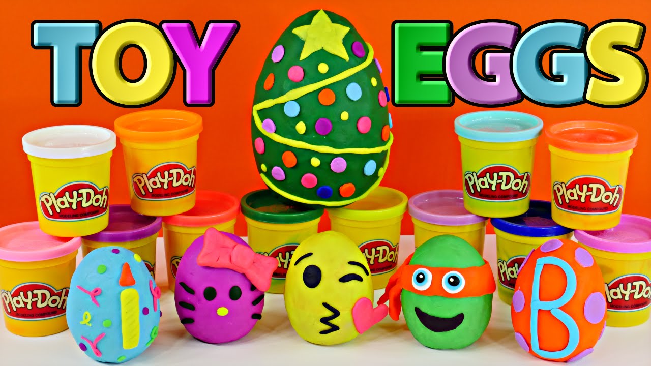 How To Make Play Doh Surprise Eggs with DCTC Hello Kitty Birthday Egg TMNT Emoji Egg Toys