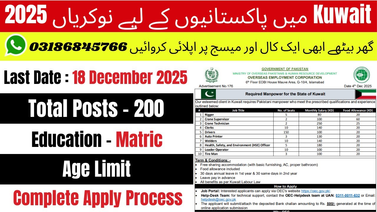 OEC Kuwait Jobs 2025 | Kuwait Work Visa for Pakistanis 2025 | Kuwait Jobs 2025 | Latest Jobs 2025