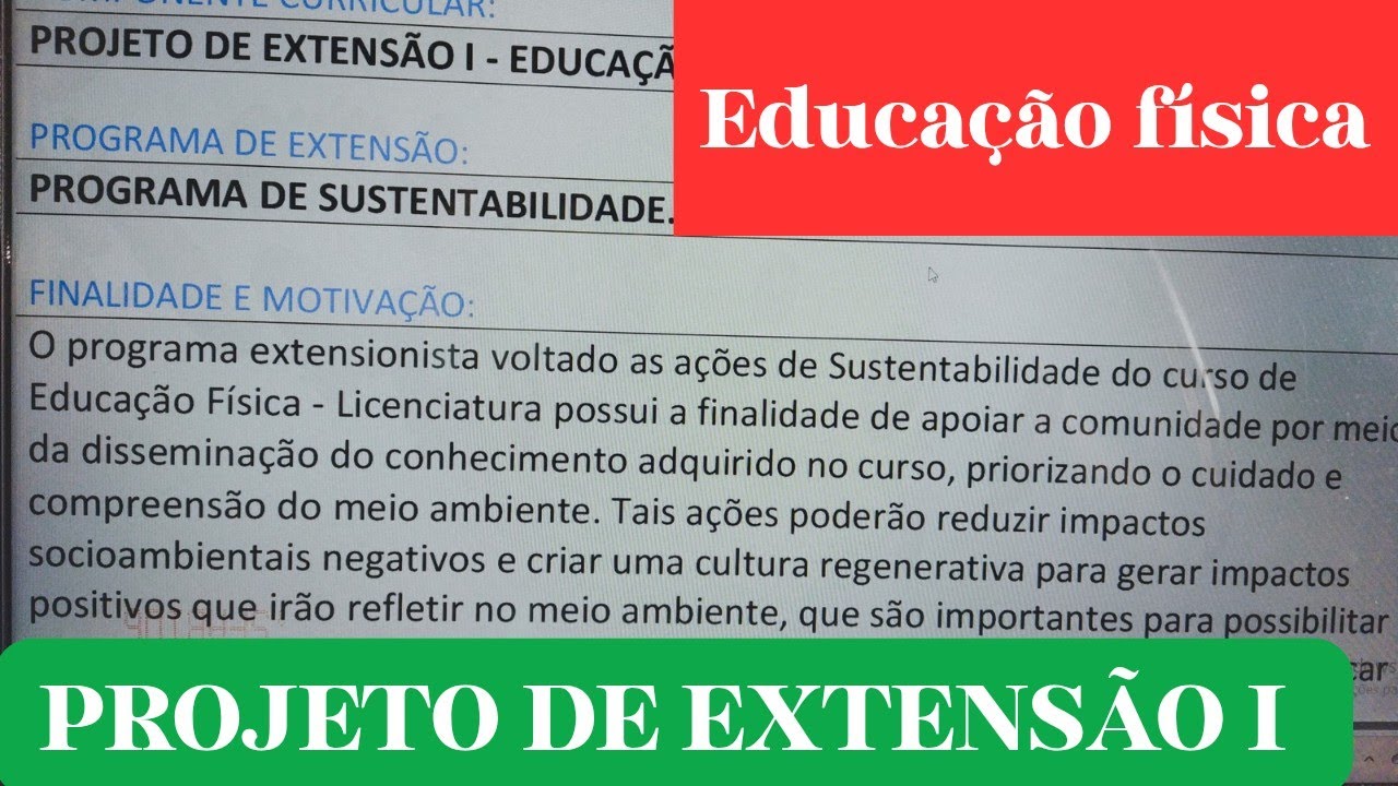 PROJETO DE EXTENSÃO- EDUCAÇÃO FISICA