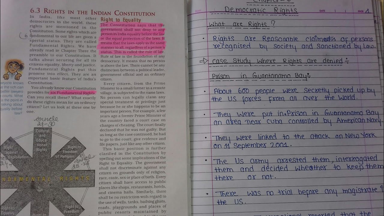 Notes of ch.6 democratic Rights (Fundamental rights)class 9th ( notes in description)