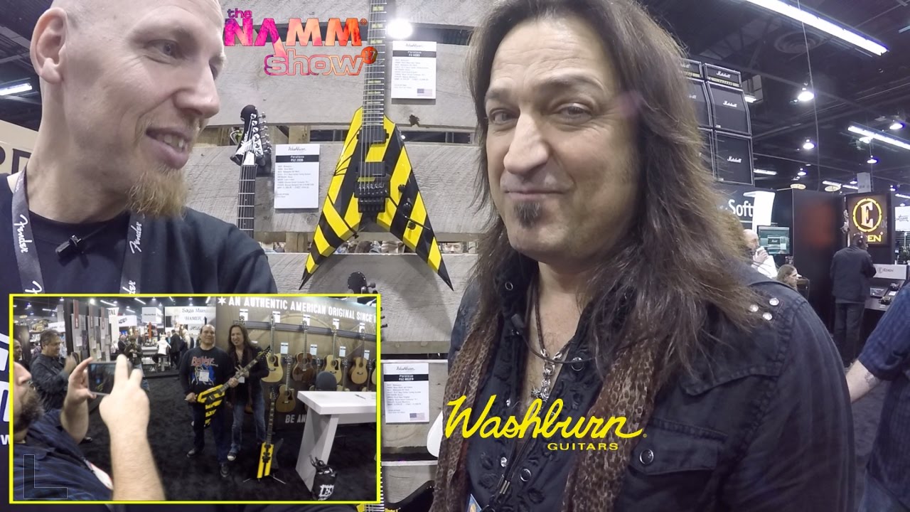 Michael Sweet NAMM 2017 Washburn booth with Jason McNamara
