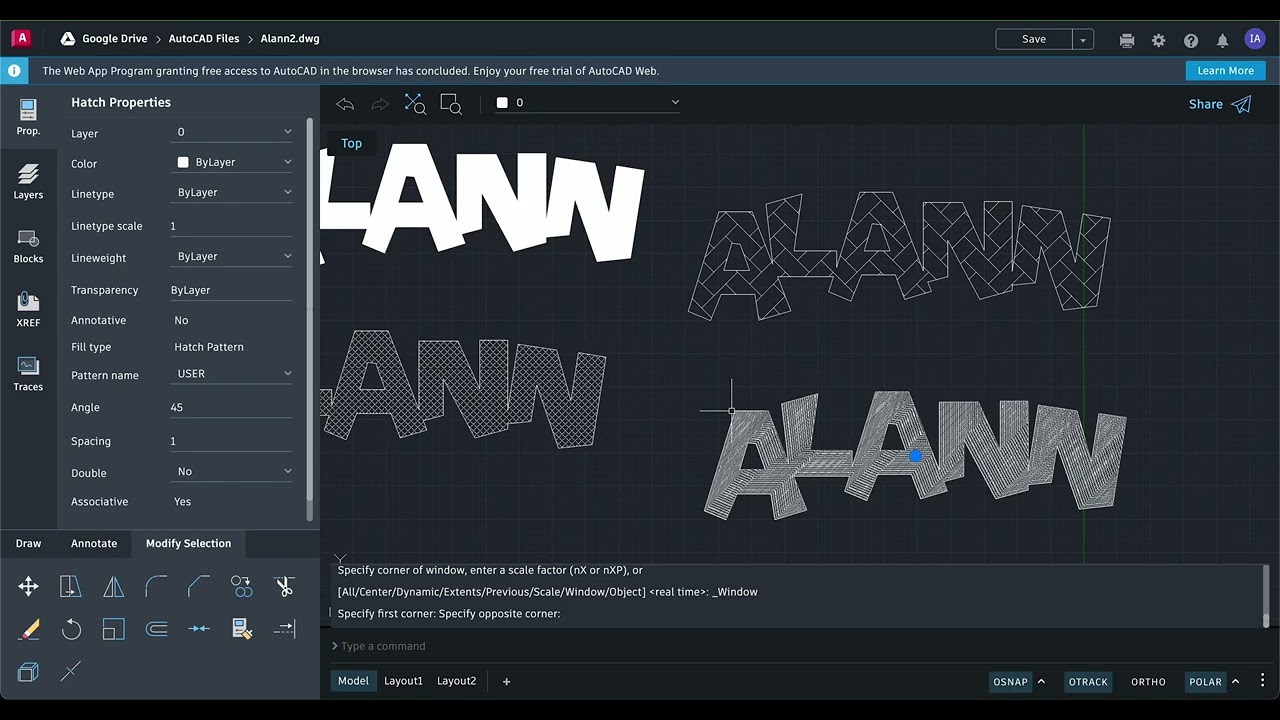 AutoCAD Web 013    Hatch user defined