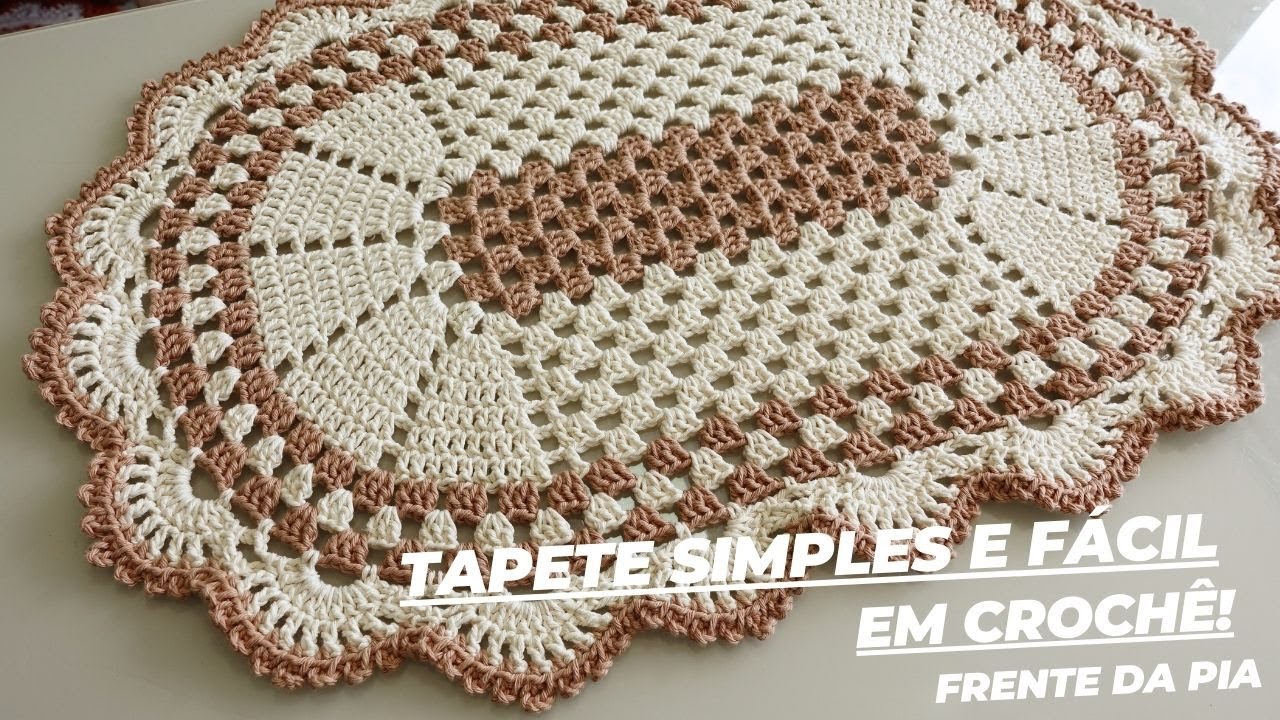 TAPETE EM CROCHÊ SIMPLES E FÁCIL! JOGO DE BANHEIRO OVAL!TAPETE FRENTE DA PIA!