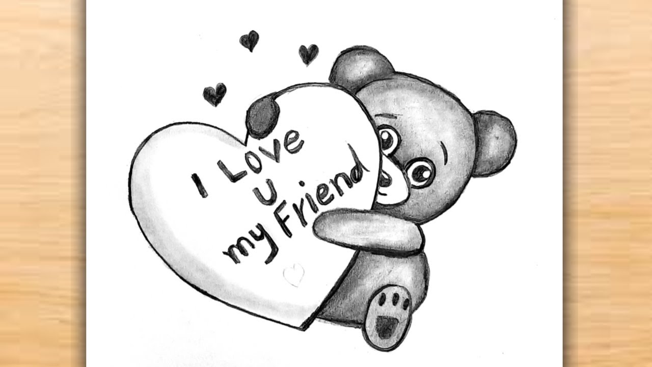 BFF Drawing / Best Friends Drawing Easy Step by Step / How to Draw Cute Teddy Bear / Friendship Day
