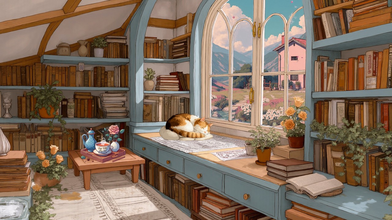Cat's reading room 🐾📚 a quiet lofi playlist for reading, studying & writing
