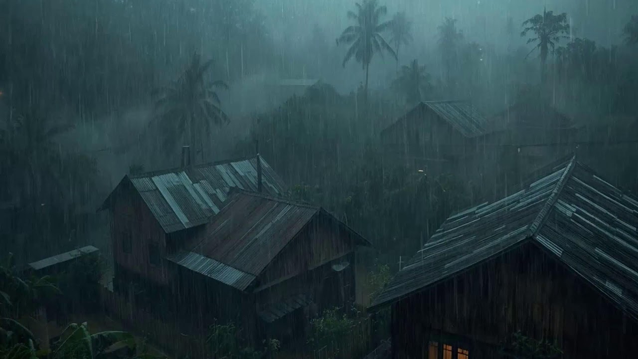 Natural Rainstorm at Night | Gentle Thunder for Calm and Restful Sleep