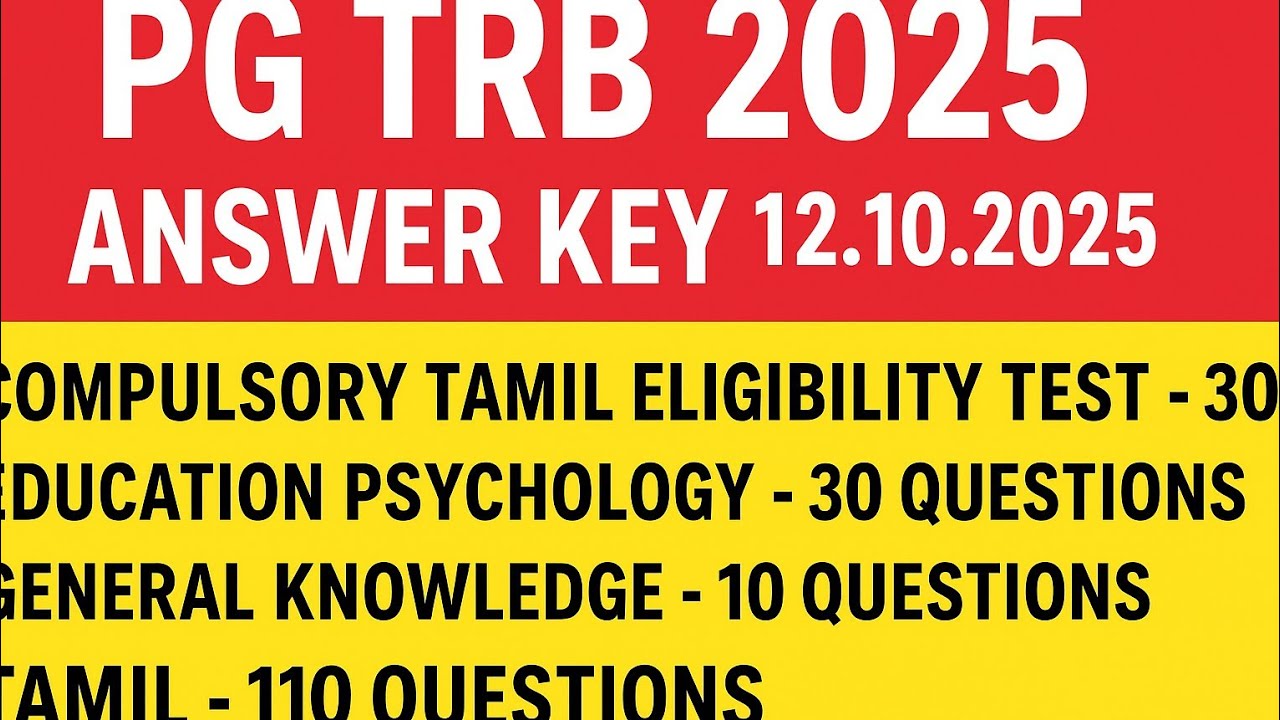 PG TRB ANSWER KEY 2025  | 12.10.2025 PGTRB EXAM ANSWER KEY -PSYCHOLOGY GK TAMIL 180 QUESTION ANSWERS