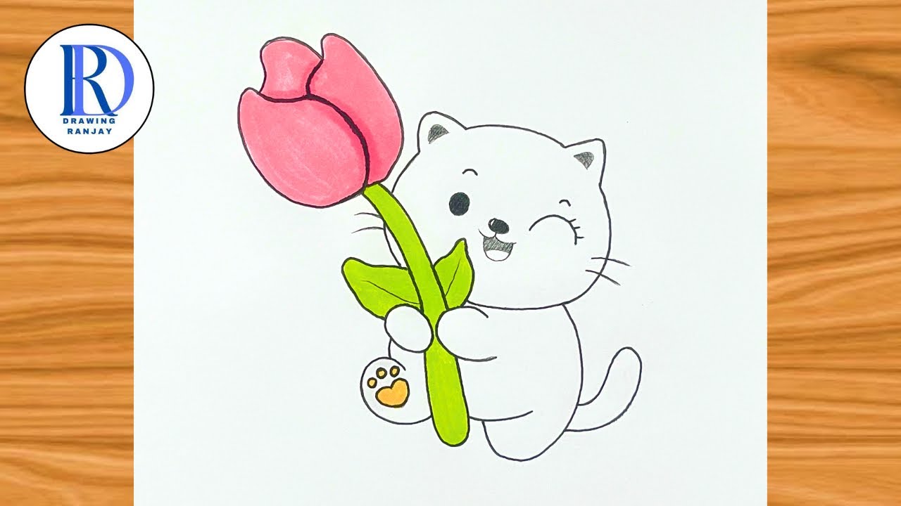 How to draw a cute kawaii cat very very easy | Cute drawings