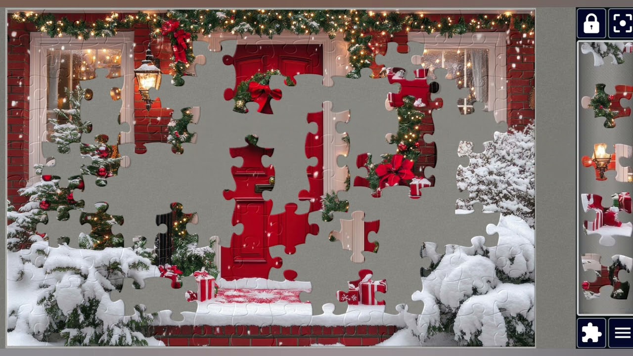 Red wooden door house Decorated for Chirstmas🎄✨️🎇🪄//jigsaw puzzles craft🧩🧩//Amazing puzzles Art🧩🧩//