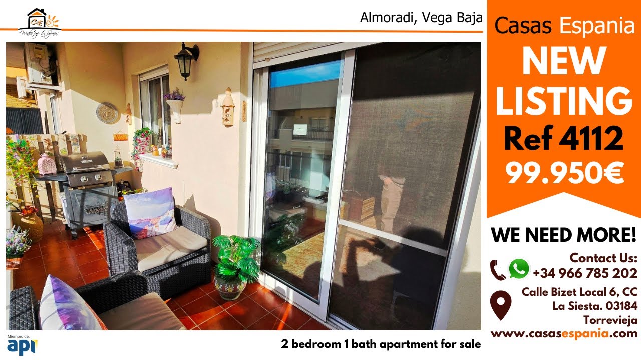 2 bedroom, 1 bath apartment for sale in Almoradi for sale. Ref.4112 99.950€