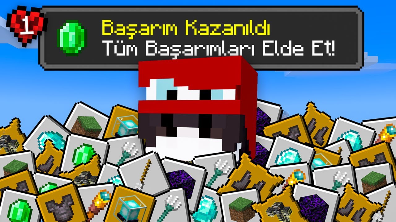 Minecraft'ta Tüm Başarımları Tamamladım! I Hardcore 1