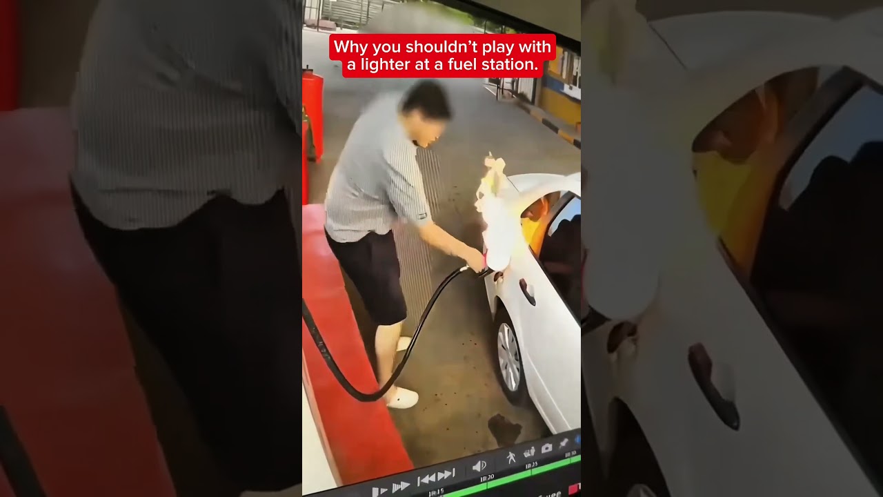 Don&rsquo;t Do This With A Lighter At A Gas Station! #engineering #fire #shorts