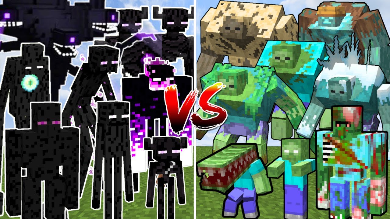 ALL MINECRAFT MUTANT ENDERMEN vs ALL MINECRAFT MUTANT ZOMBIES | Minecraft Mob Battle