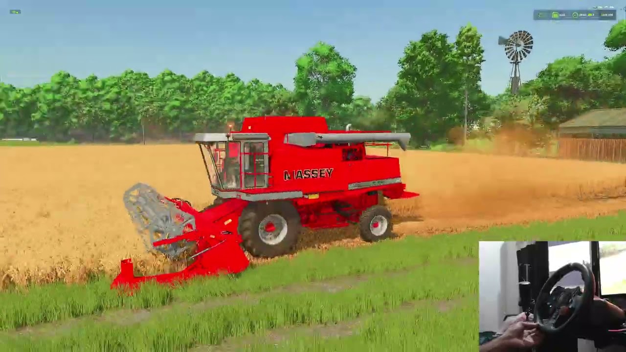 FS25 Massey Ferguson 8570 Harvester Gameplay! Logitech G29 Steering Wheel!