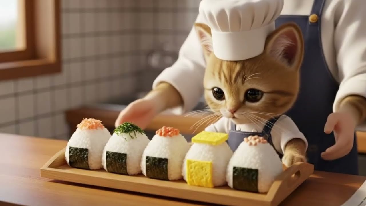 AI Cat Cooking Challenge | Can This Kitten Make Onigiri?