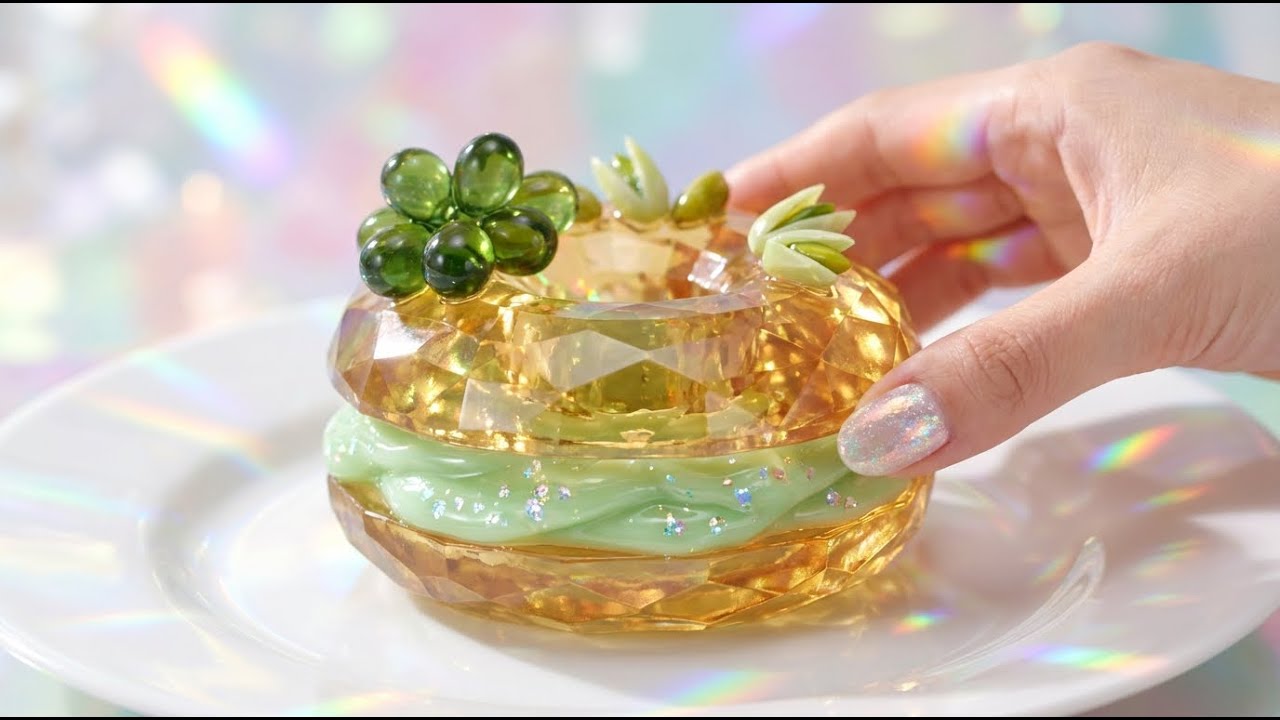 Glass Emerald Donut Cutting ASMR 🍩 | Ultra Satisfying AI ASMR