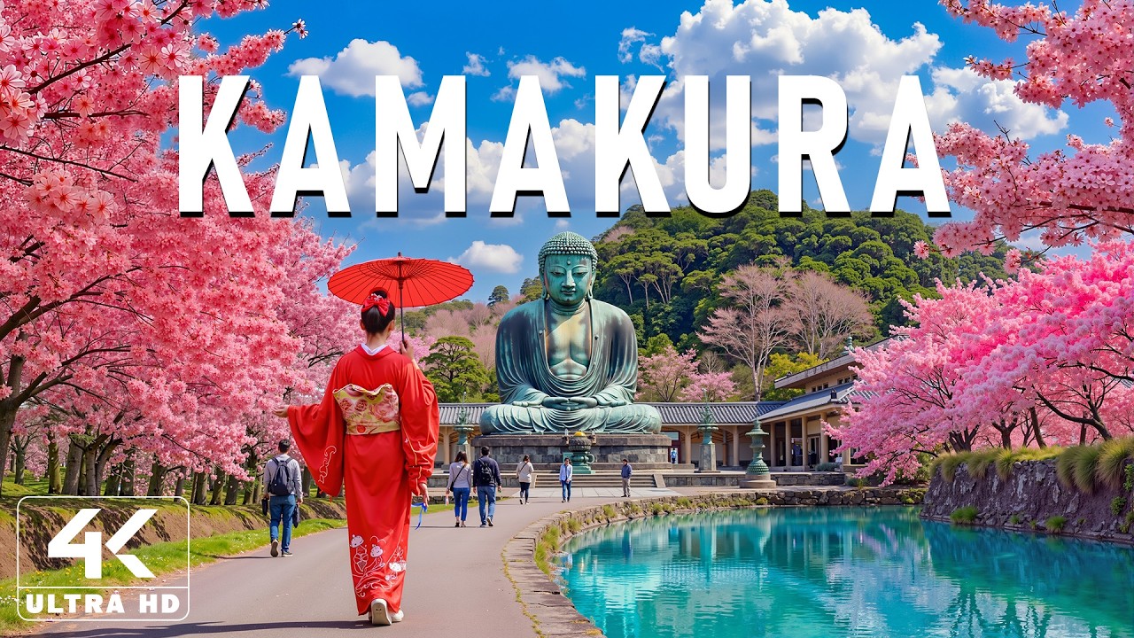 Spring in Kamakura 4K 🌸 Discover Tsurugaoka Shrine, Sakura Path & Samurai History
