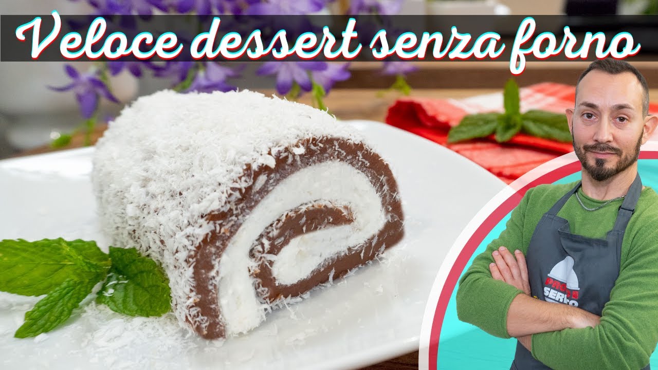Rotolo al cioccolato e cocco: un dessert veloce senza cottura in forno