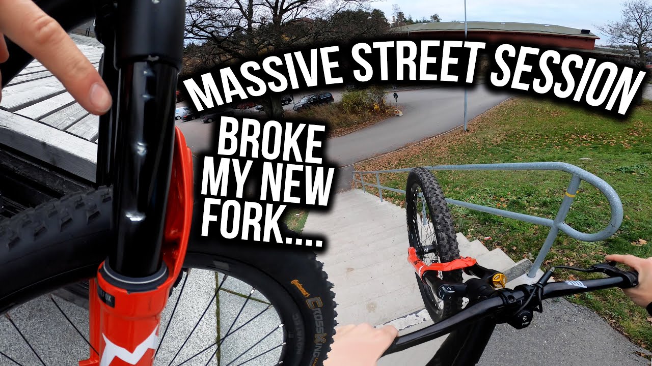 MASSIVE STREET SESSION! Destroyed my new fork and frame....