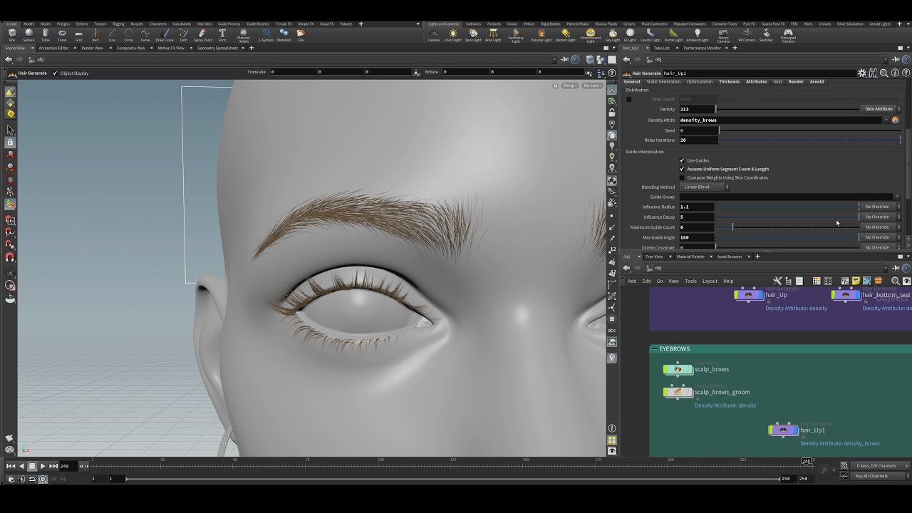 Ultimate Guide for grooming eyebrows and eyelashes in Houdini