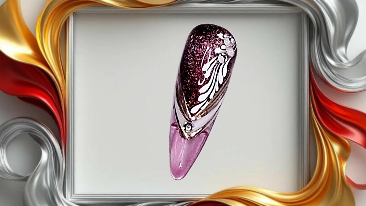 Изящный зимний маникюр. МК/Elegant winter manicure.  Tutorial.