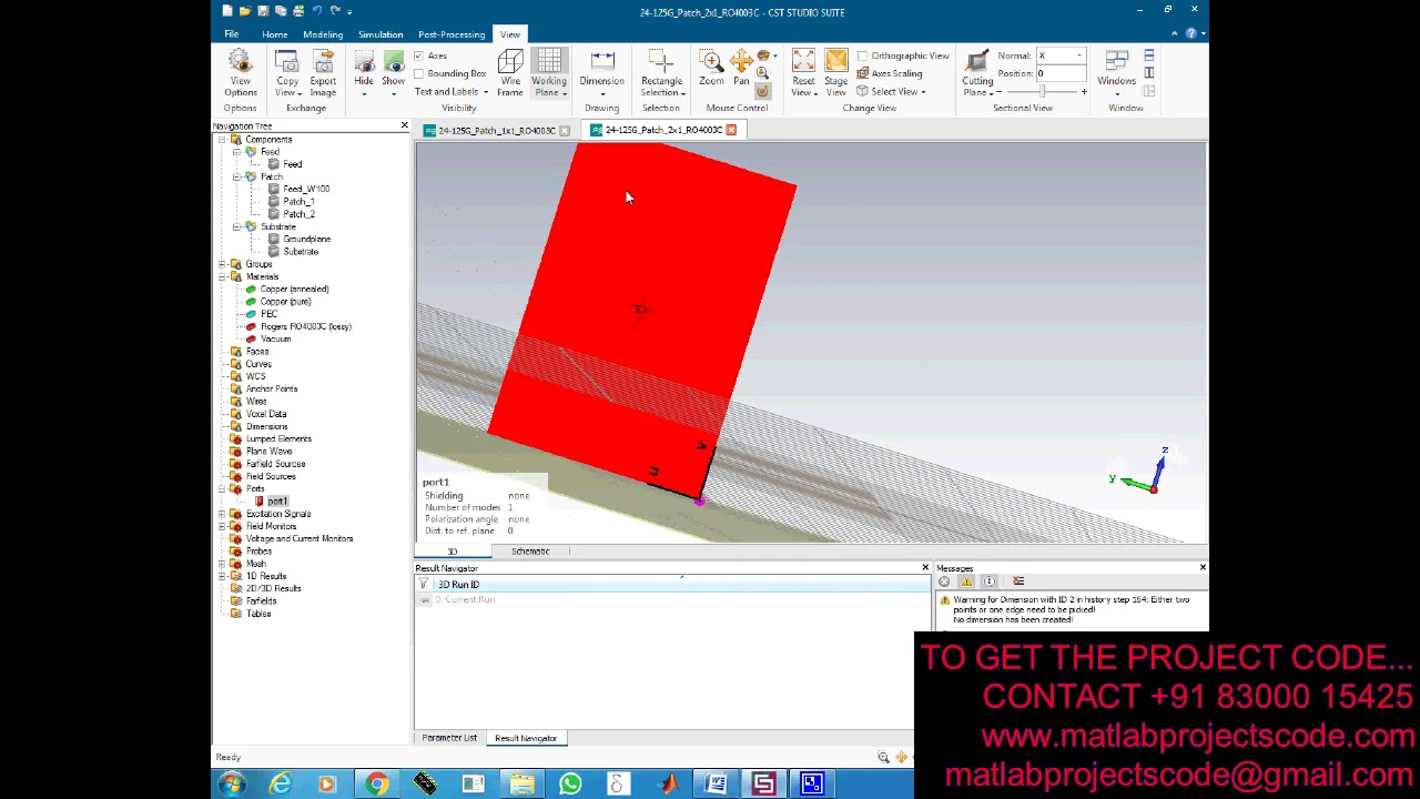 Antenna Design of a  2x1 RO4003C substrate based Patch antenna