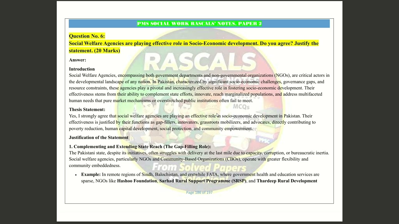 PMS Social Work Paper-II Solved Paper 2019 | Complete Solution | RASCALS