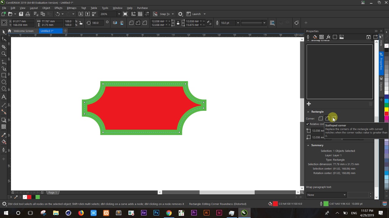 Rectangle, 3 point Rectangle Tools in Corel Draw