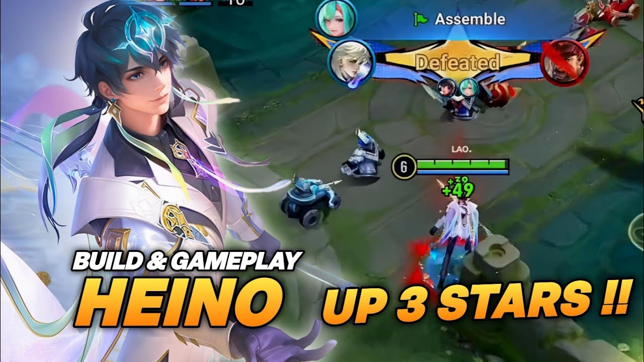 UP 3 STARS IN ONE MATCH !! BROKEN BUILD HEINO MID LANE !! HONOR OF KINGS