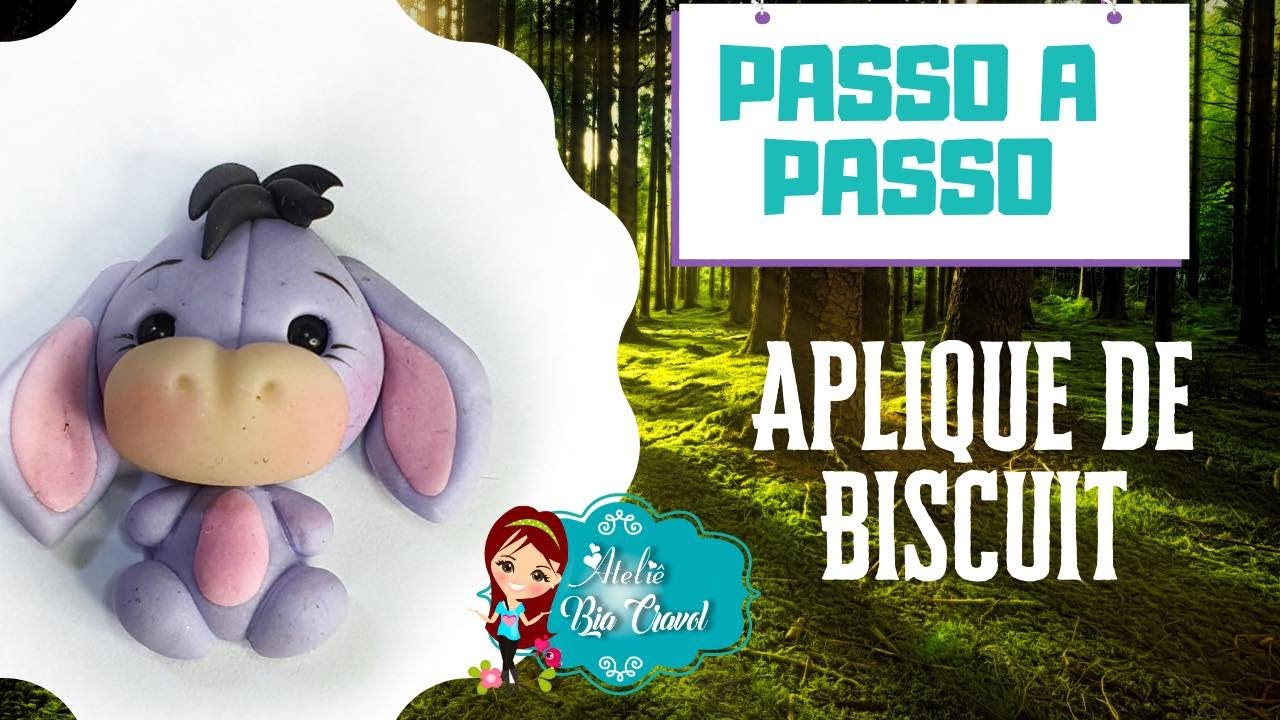 Aplique de Biscuit - Passo a Passo - Bisonho o burrinho da turma do Ursinho Pooh